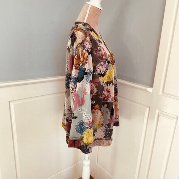 John Mark Plus Size Floral Zip Up Lightweight Mesh Jacket 2X - Picture 5 of 10